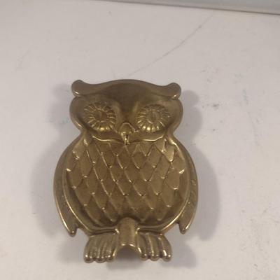 Vintage Brass Owl Design Ash Tray (#2)