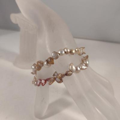 Pair of Natural Baroque Pearl Bracelets Approx 7" Each (#8)