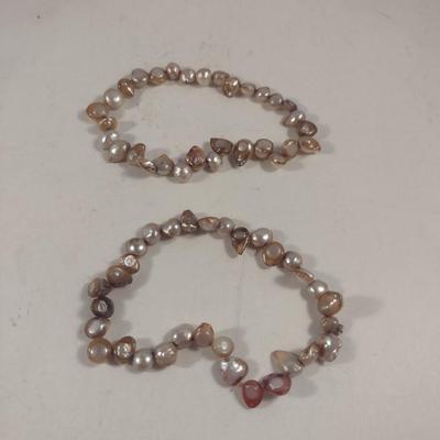 Pair of Natural Baroque Pearl Bracelets Approx 7" Each (#8)