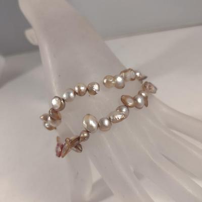 Pair of Natural Baroque Pearl Bracelets Approx 7" Each (#8)