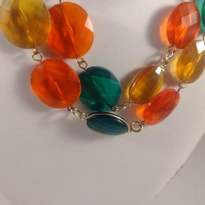 Vintage Double Strand Chunky Necklace with Gold Tone Accents- Marked West Germany