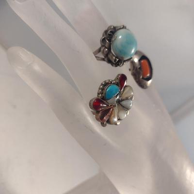 Trio of Sterling Silver Rings- Assorted Sizes (#10)