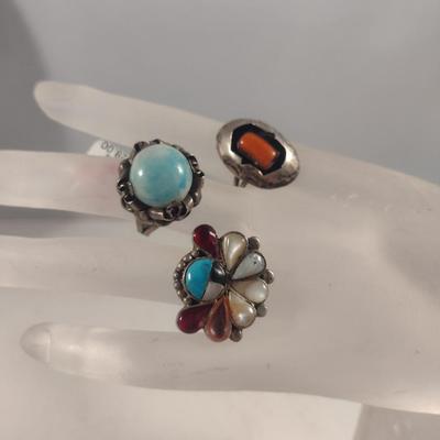 Trio of Sterling Silver Rings- Assorted Sizes (#10)