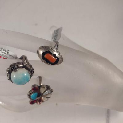 Trio of Sterling Silver Rings- Assorted Sizes (#10)