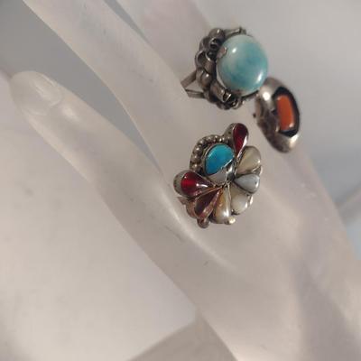 Trio of Sterling Silver Rings- Assorted Sizes (#10)
