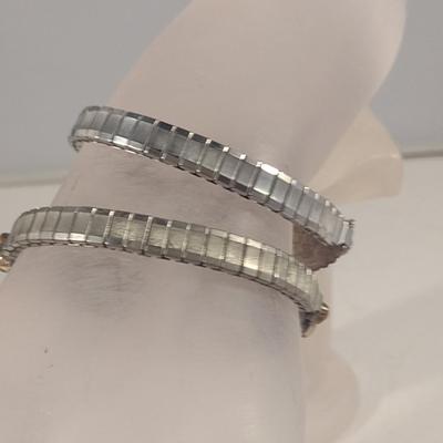 Pair of Ladies Watches with Partial Sterling Silver and Stone Bands- Not in Running Condition (#11)