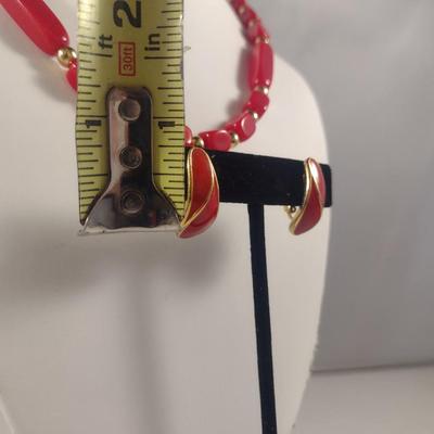 Vintage Beaded Necklace and Clip-on Earring Set (#16)