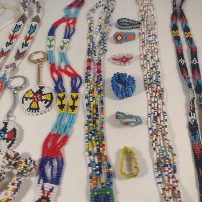 Collection of Native American Design Seed Bead Jewelry (#19)