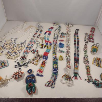 Collection of Native American Design Seed Bead Jewelry (#19)