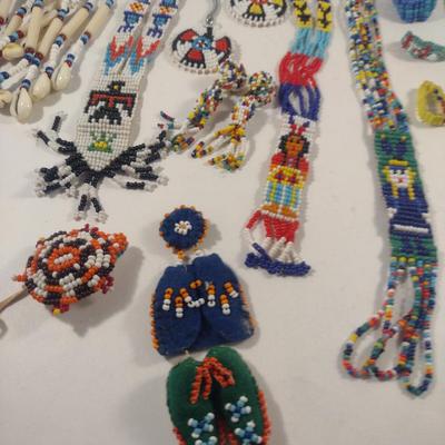 Collection of Native American Design Seed Bead Jewelry (#19)