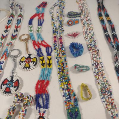 Collection of Native American Design Seed Bead Jewelry (#19)