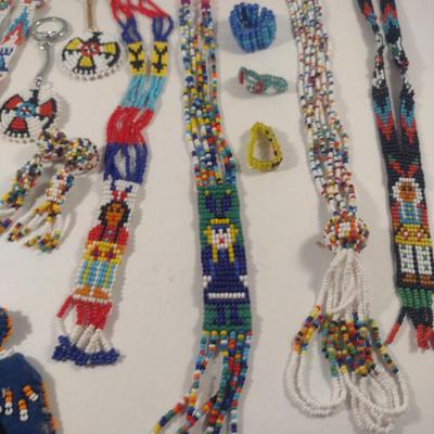 Collection of Native American Design Seed Bead Jewelry (#19)