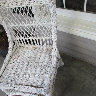 White Wicker Tall Back Chair (FP)