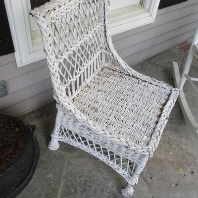 White Wicker Tall Back Chair (FP)