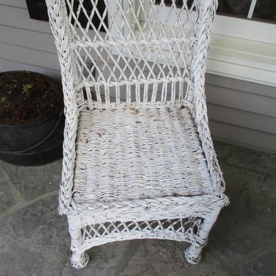White Wicker Tall Back Chair (FP)
