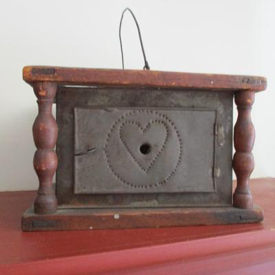Antique New England Wood & Tin Foot Warmer (LR)