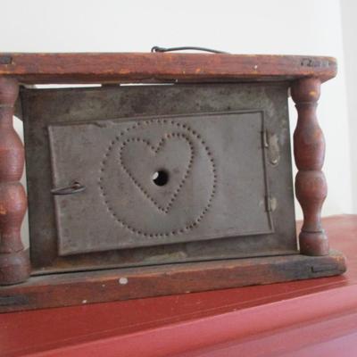 Antique New England Wood & Tin Foot Warmer (LR)