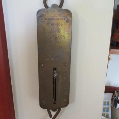 Antique John Chatillon & Sons Brass Hanging Scale Type 100 50lbs New York USA (K)