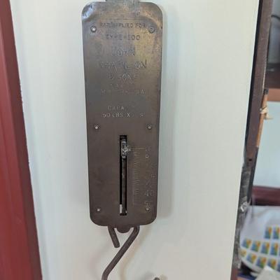 Antique John Chatillon & Sons Brass Hanging Scale Type 100 50lbs New York USA (K)
