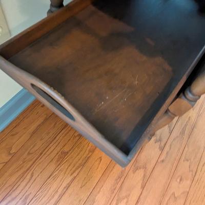 Antique Mahogany Tea Cart Drop Leaf Sides With Slide Out Drawer (DR)