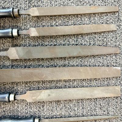 Lot of 11 Vintage Metal Files with Wooden Handles