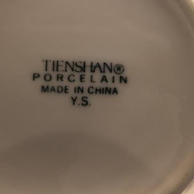 Tienshan White Wicker Porcelain Coffee Service Set