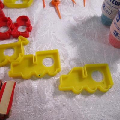 15 small Cookie cutters, birthday candle holders, nut cups, garnish cutter, glass tumbler