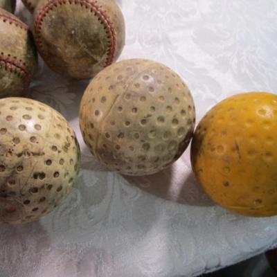 3 Vintage large dimpled golf balls, 3" tall