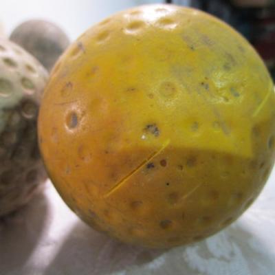 3 Vintage large dimpled golf balls, 3" tall