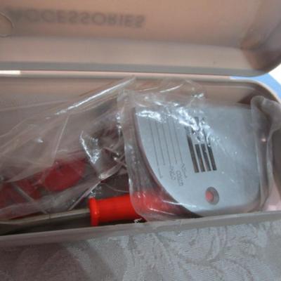 Vintage White metal sewing machine with case