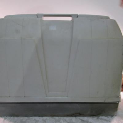 Vintage White metal sewing machine with case