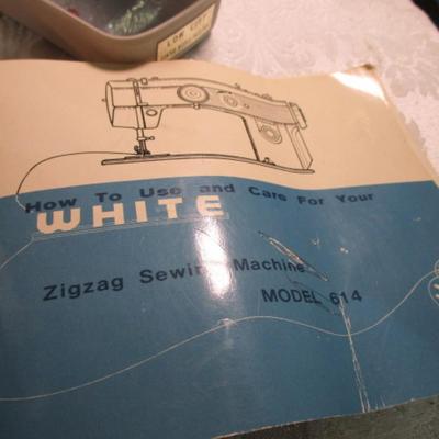 Vintage White metal sewing machine with case