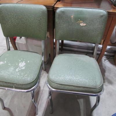 2 vintage dining room upholstered metal chairs
