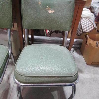 2 vintage dining room upholstered metal chairs