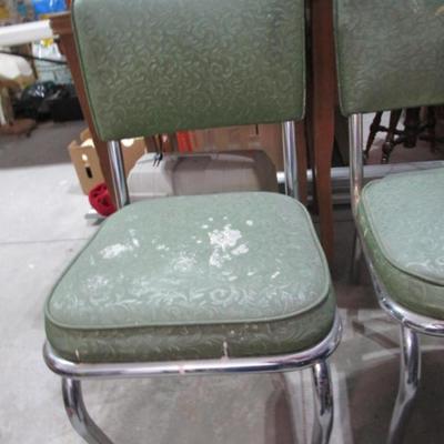 2 vintage dining room upholstered metal chairs