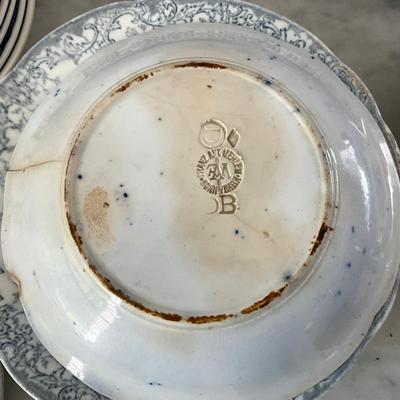 L841 Large Lot Blue & White China With Three Tiles