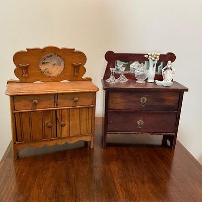 L852 Two Antique Doll Dressers With Access