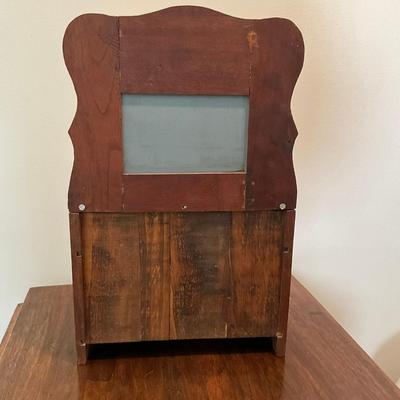 L854 Antique Salesman Sample/Doll Pine Hutch With mIrror