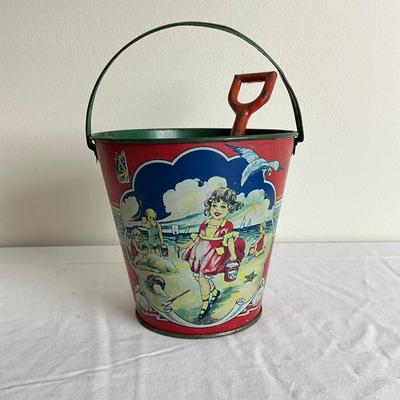 D859 Antique Whittaker Glessner Co. Sand Pail With Shovel