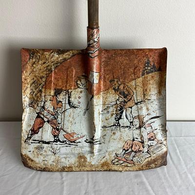 D863 Vintage Metal Litho Children’s Toy Snow Shovel