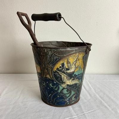 L867 Antique French Sand Pail With Shovel