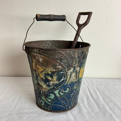 L867 Antique French Sand Pail With Shovel