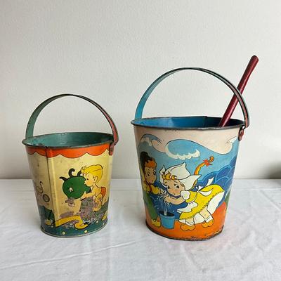 L869 Two Vintage Elaine Ends Hileman Sand Pails