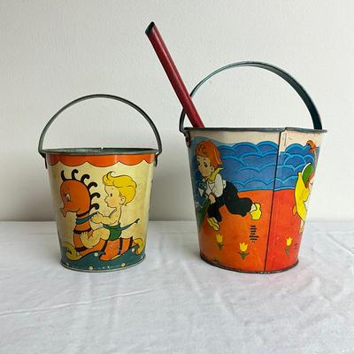 L869 Two Vintage Elaine Ends Hileman Sand Pails
