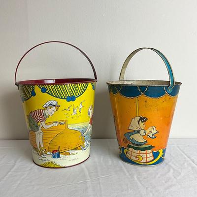 D875 Two Large Elaine Ends Hileman Sand Pails