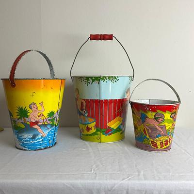 D876 Lot of Three Ohio Art Co. Sand Pails