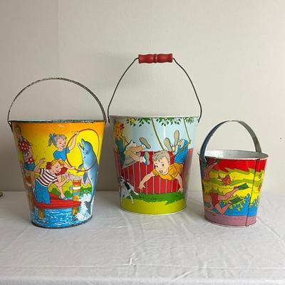 D876 Lot of Three Ohio Art Co. Sand Pails