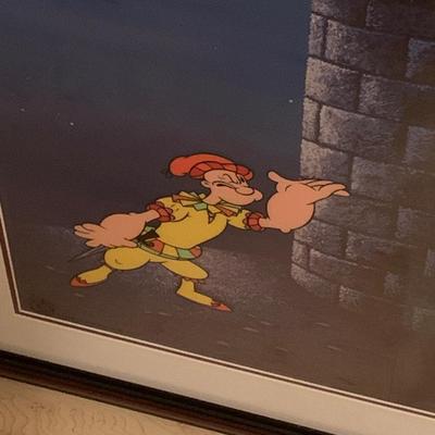 Large Framed Cartoon Cell Popeye Olive Oyl Romeo & Juliet “Shakespearean Spinach”