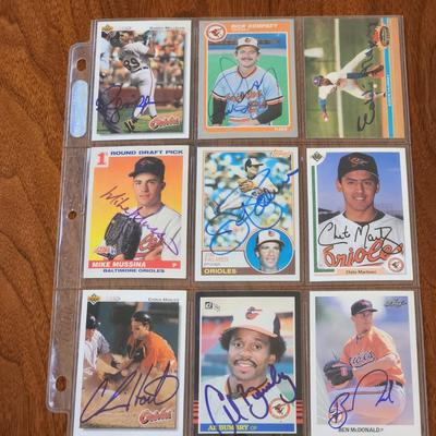 Lot of 34 Signed Autographed Baseball Cards Mostly Baltimore Orioles Cal Ripken Jr. ,Rick Dempsey, Al Bumbry , Bed McDonald, Jim Palmer...