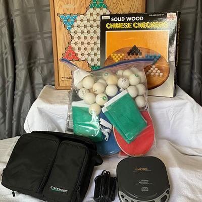 Halex Table Tennis, Chinese Checkers, w/Koss Compact Disc player